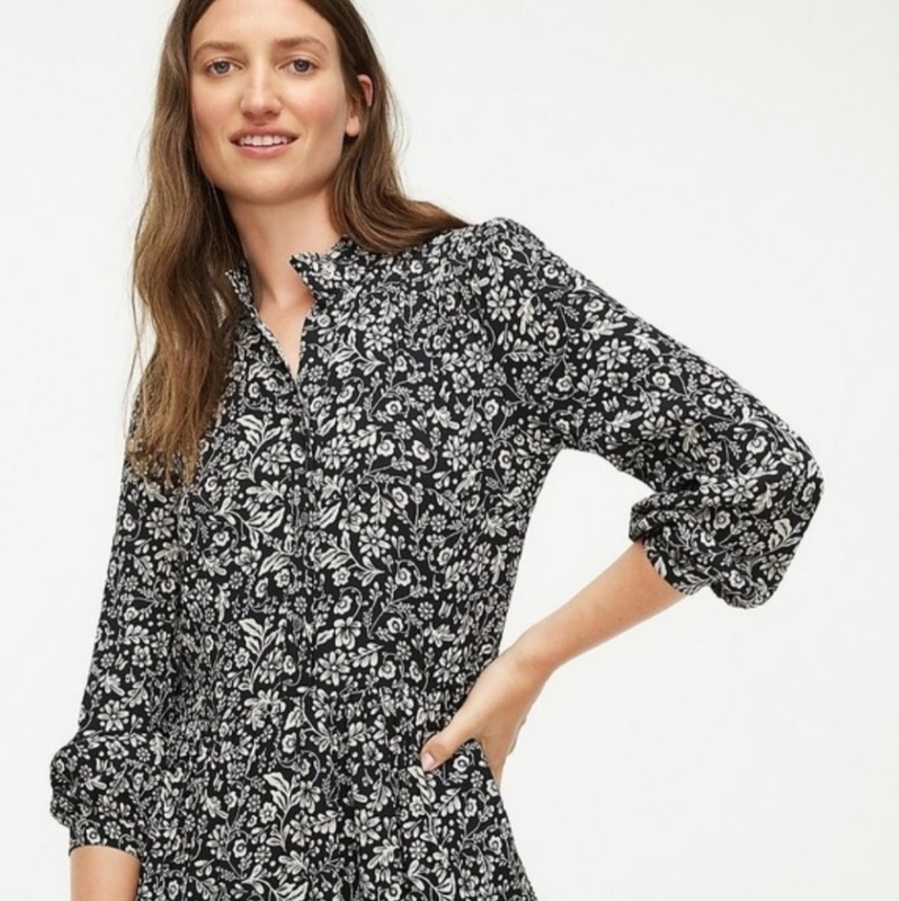NWT J. Crew Shirtdress Tossed Boquet Print